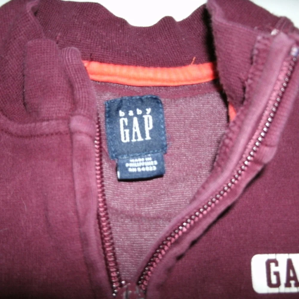 Gap Boys Track Jacket Track Full Zip Sweatshirt Burgundy Size 2T